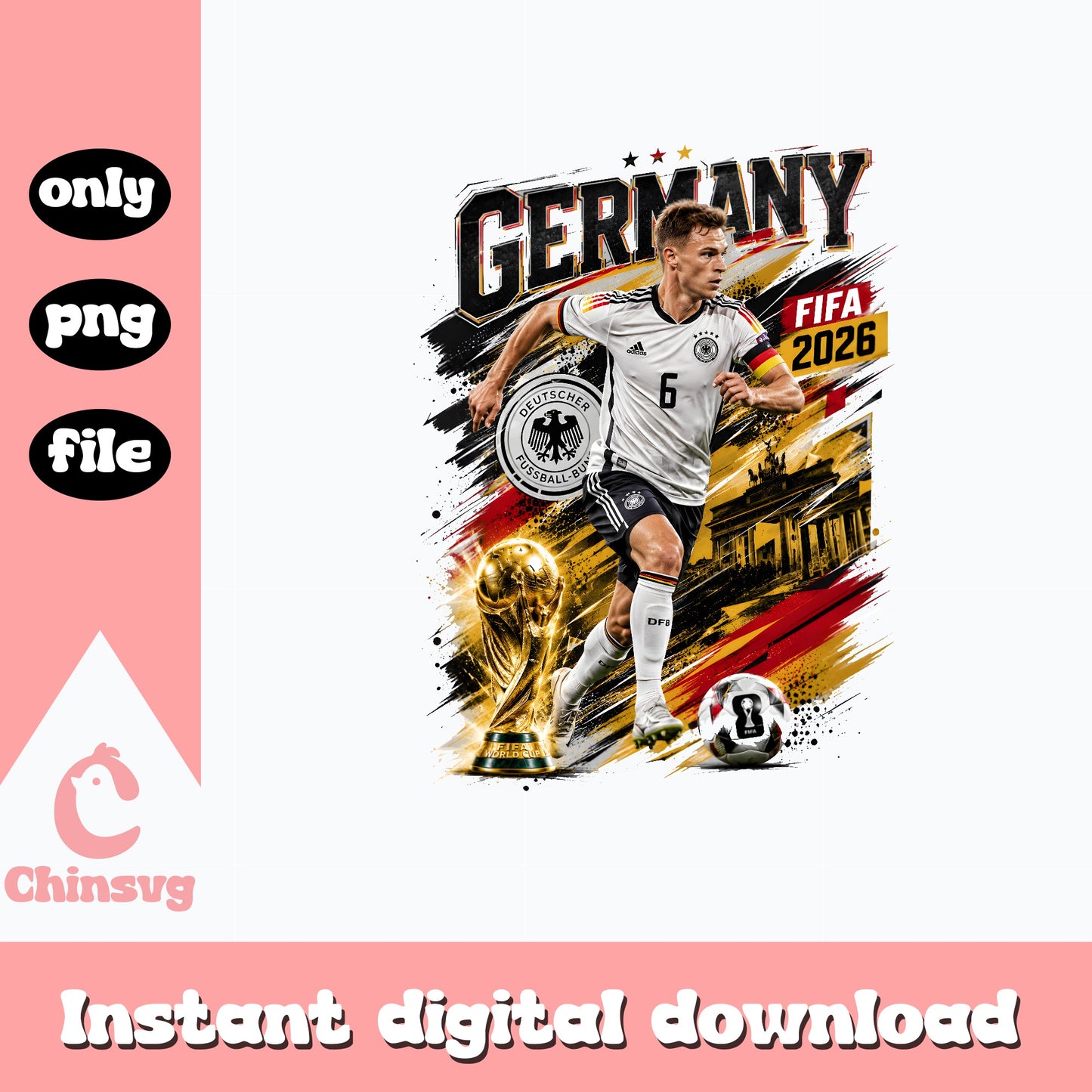 Germany FIFA World Cup 2026 PNG, Soccer Fan Shirt PNG, Football PNG