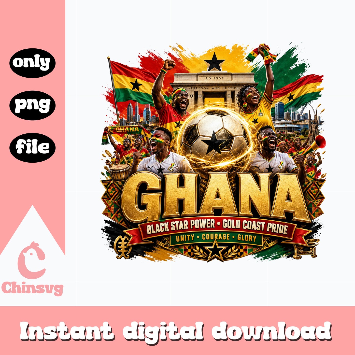 Ghana Black Star Soccer PNG, Ghana Football Pride PNG, Ghana Flag PNG