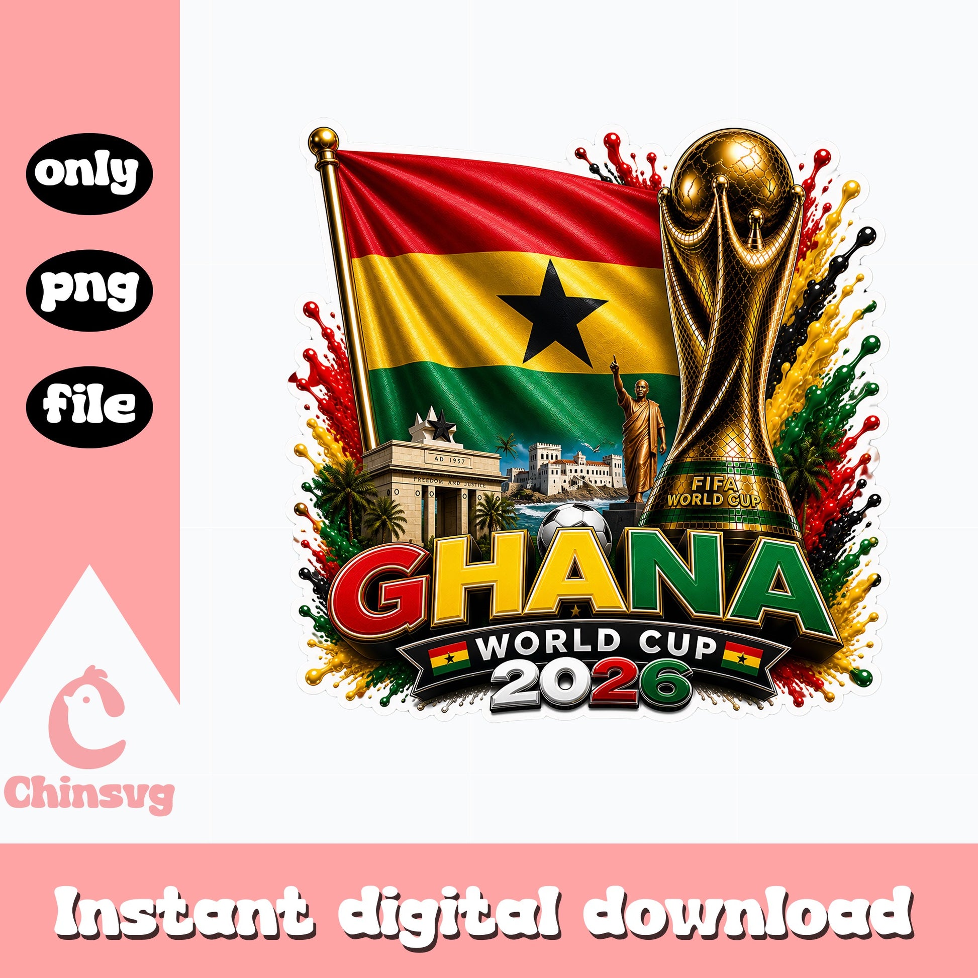 Ghana World Cup 2026 PNG, Ghana Flag Soccer PNG, FIFA PNG