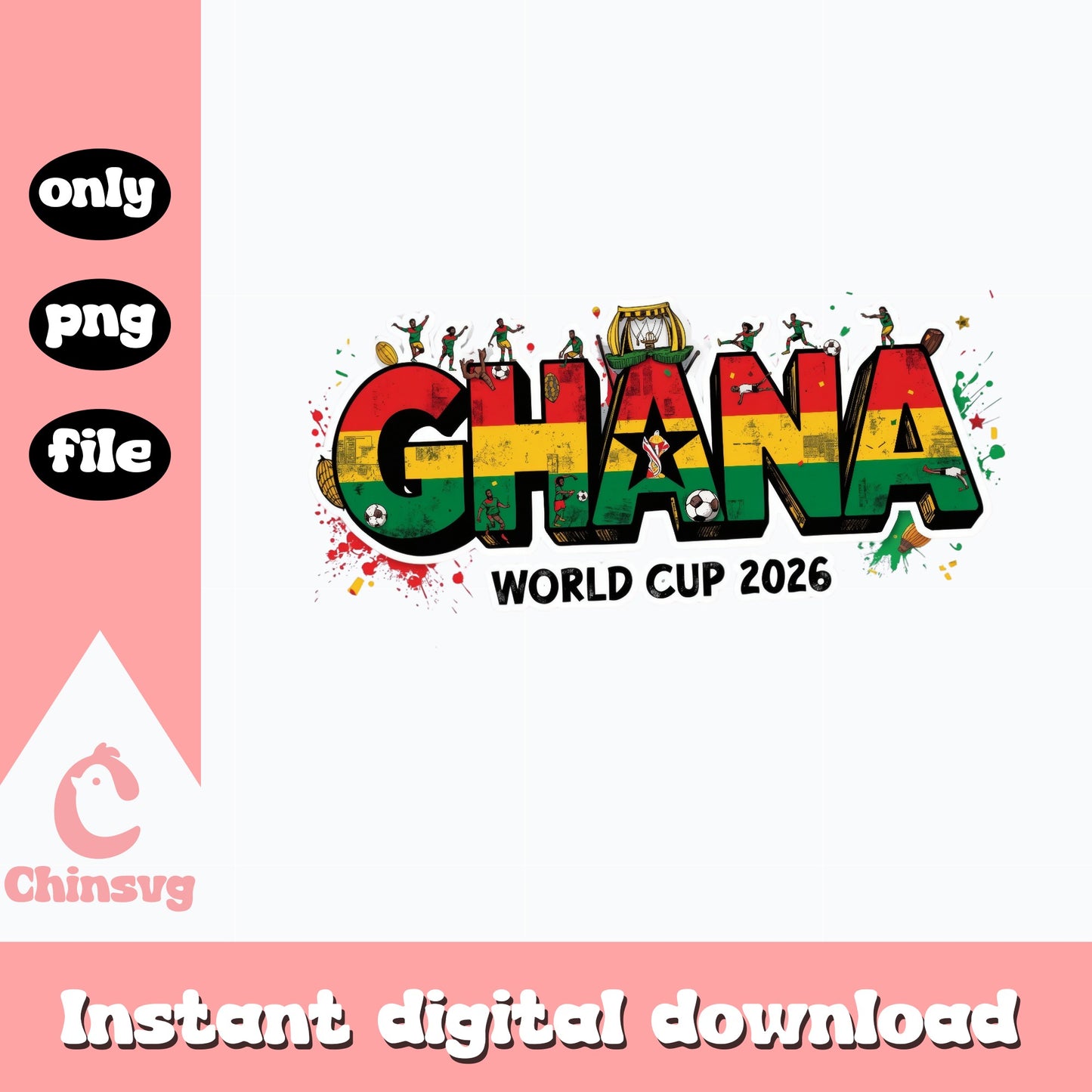 Ghana World Cup 2026 PNG, Soccer Football Fan Shirt, Ghana Flag PNG
