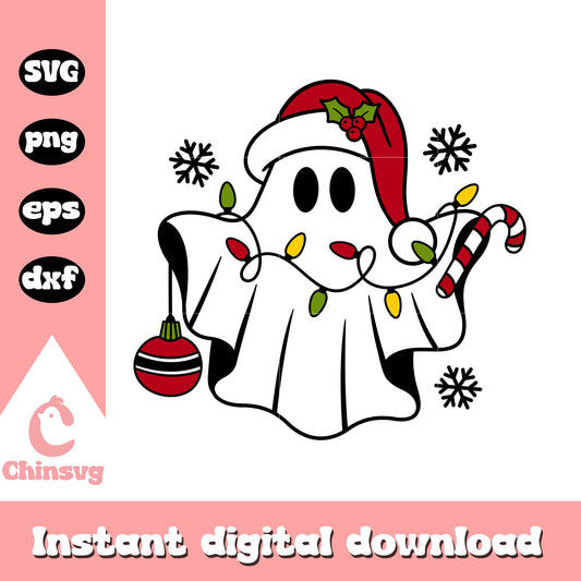 Ghost santa christmas design svg, christmas ghost cute​ svg