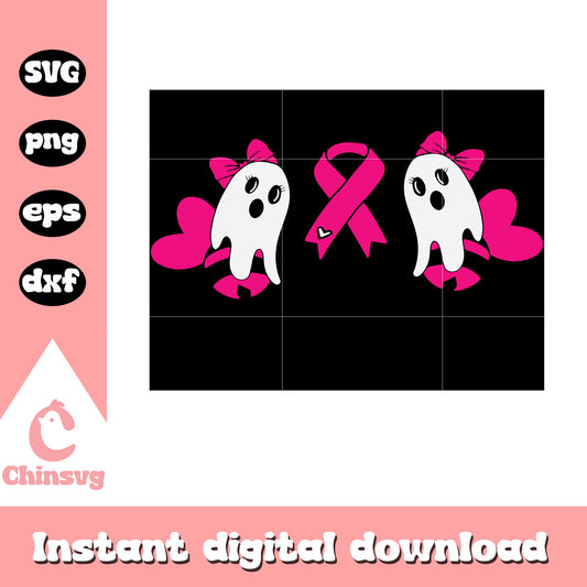 Ghost and pink awareness ribbon svg, awareness ribbon svg