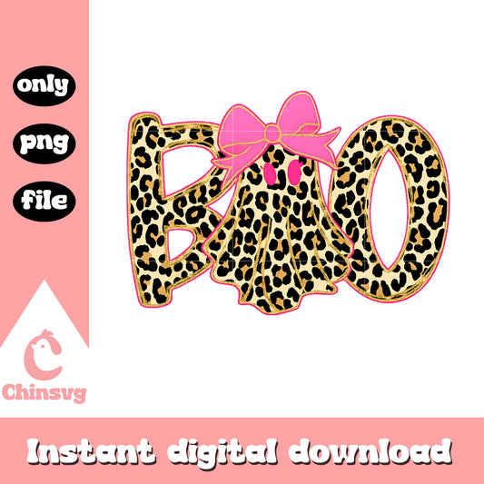 Ghost boo leopard halloween design png, spooky ghost​ png