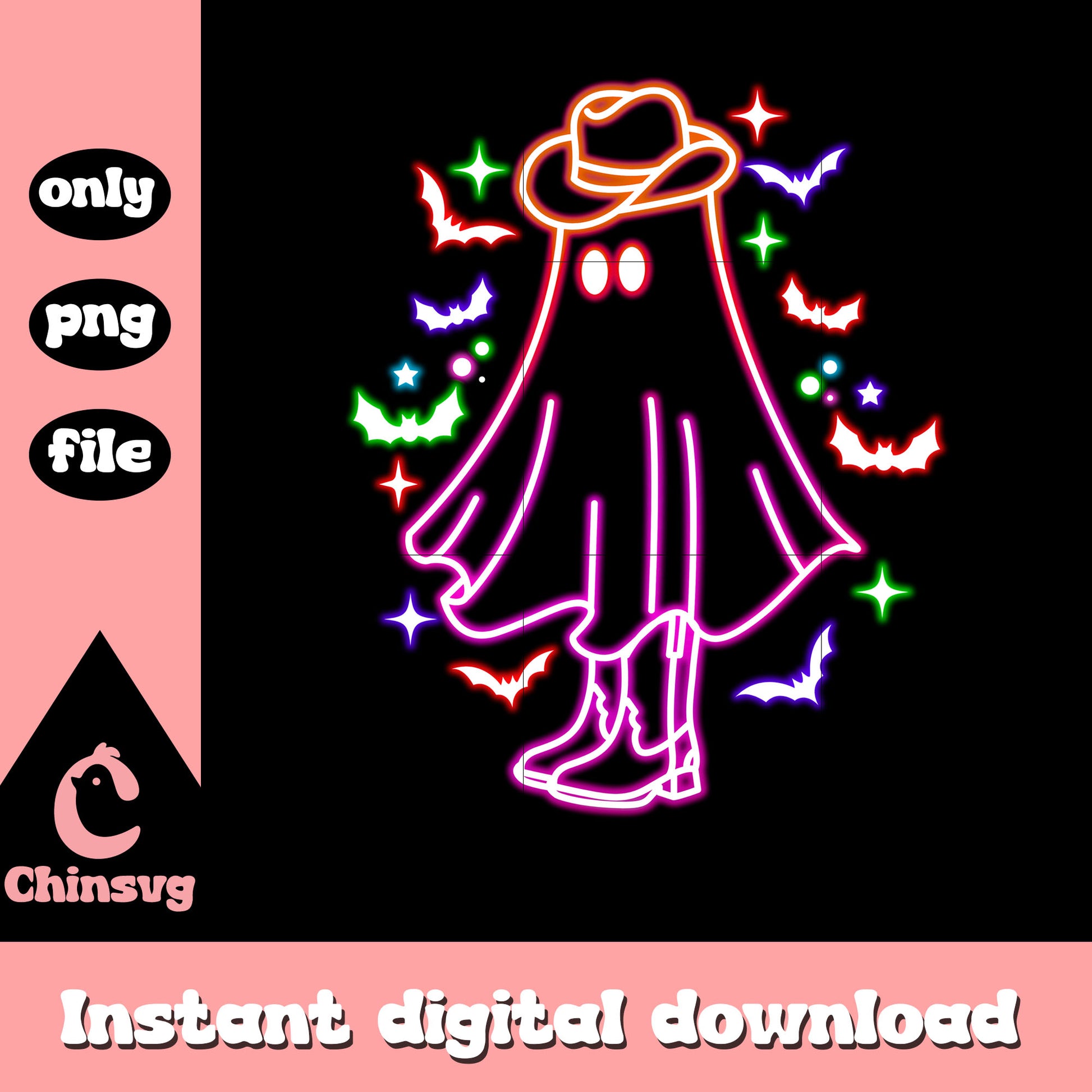 Ghost cowboy halloween neon png, halloween ghosts png