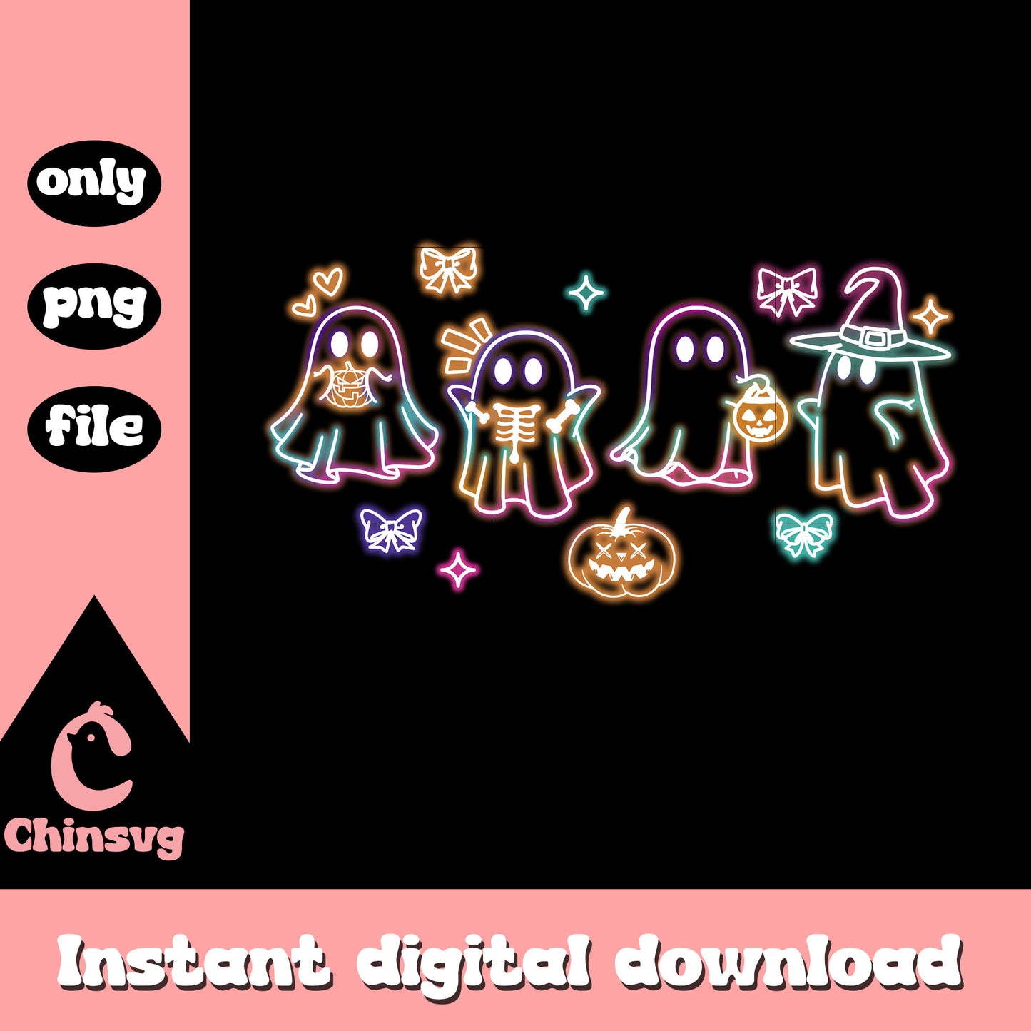Ghost cute funny halloween neon design png, ghost of halloween png