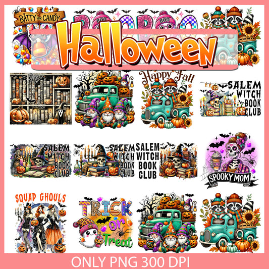 Ghost cute trick or treat bundle png, boo ghost​ png, halloween raccoon​ png