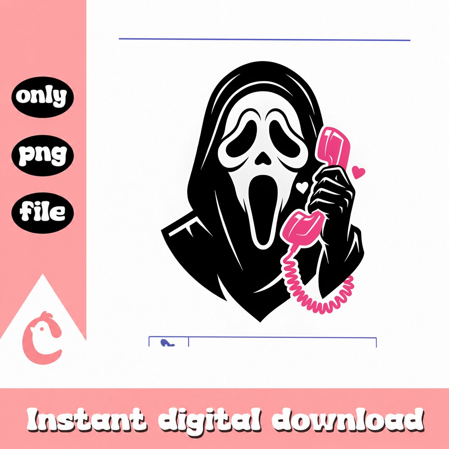 Ghostface With Pink Phone PNG, Halloween Horror PNG, Scream PNG