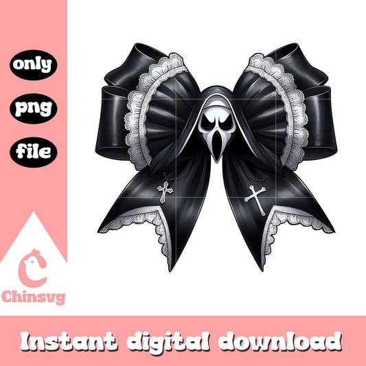 Ghost face bow halloween design png, halloween ghostface png