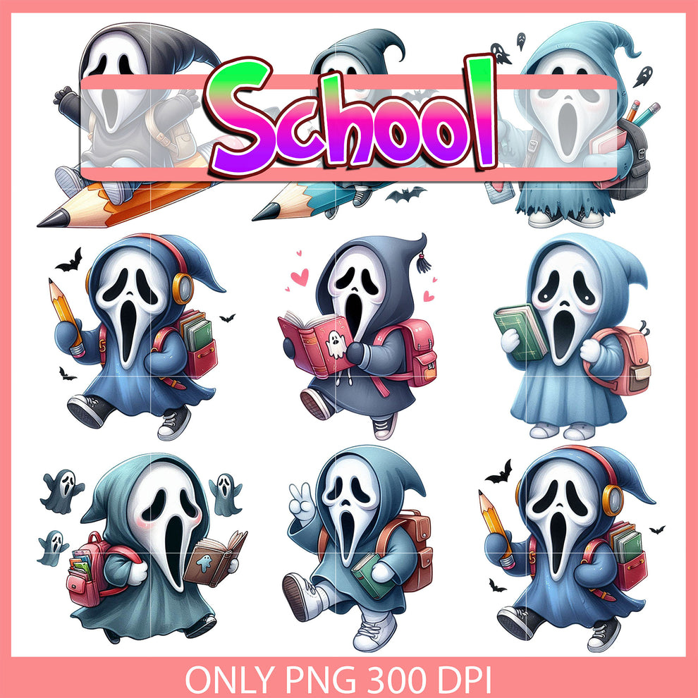 Ghostface character back to school design bundle png, ghostface png ...