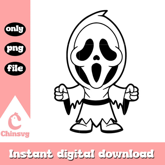 Ghostface chibi drawing png, ghostface scream png, happy halloween png 
