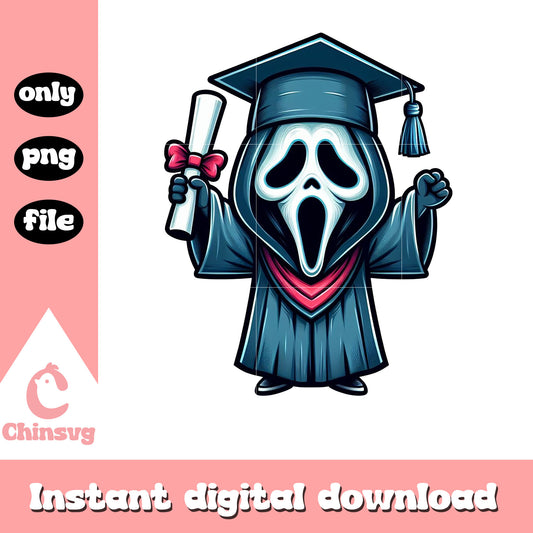 Ghostface chibi graduation design png, ghostface scream png