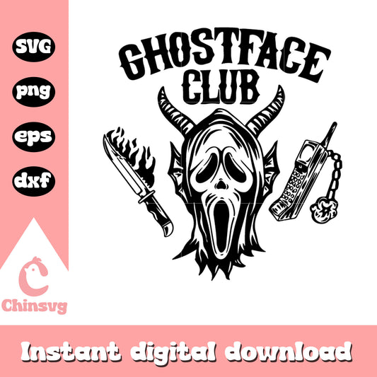 Ghost face club svg, ghost face svg, horror character svg