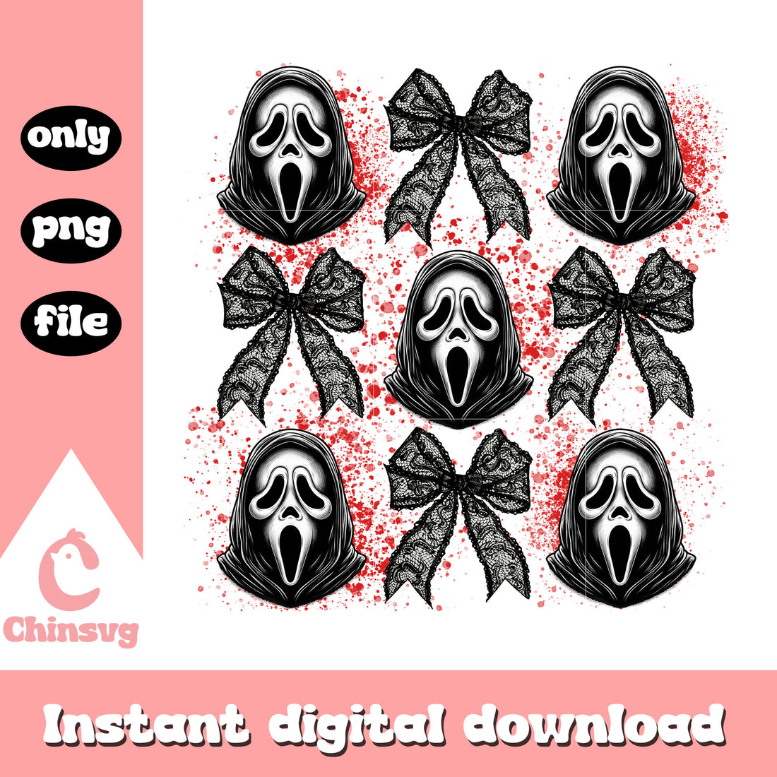 Ghostface coquettle bow design png, ghostface halloween png – Chinsvg