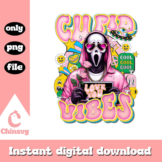 Ghostface cupid vibes love you png, ghostface valentine​ png