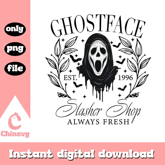 Ghostface est 1996 slasher shop always fresh png, ghostface png