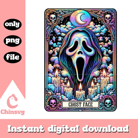 Ghostface happy halloween deisgn png, ghostface tarot card png