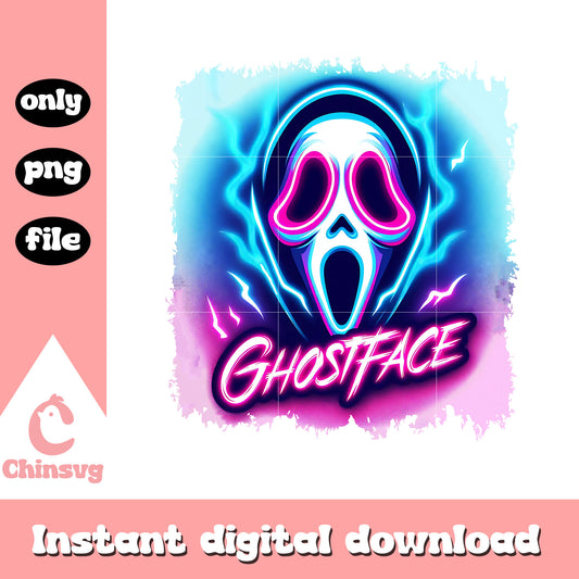 Ghostface head neon halloween design png, halloween ghostface png
