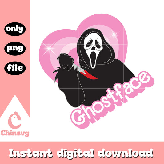 Ghostface heart cute design png, ghostface scream horror png