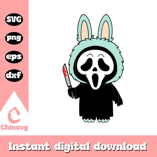Ghostface labubu halloween costume svg, ghostface character svg