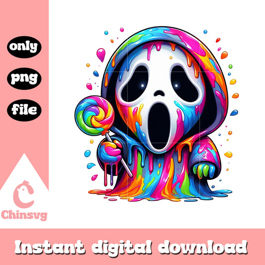 Ghostface lollipop neon splatter effect png, ghostface fan art png