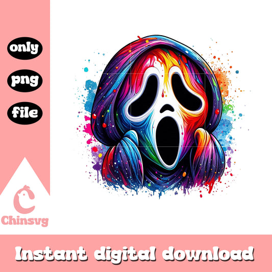 Ghostface neon splatter paint png, ghostface horror png