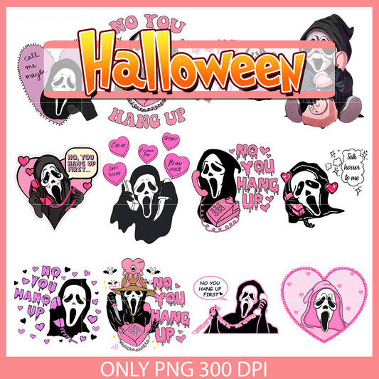 Ghostface no you hang up bundle png, pink ghostface​ png, halloween png