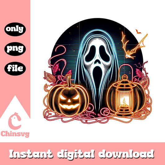 Ghostface pumpkin halloween design png, ghostface halloween png