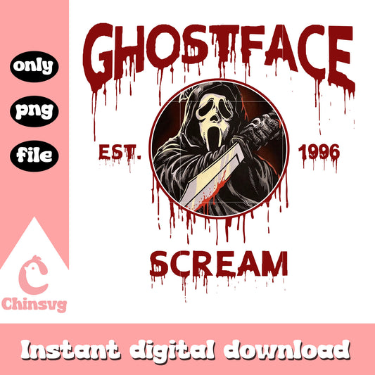 Ghostface scream est 1984 design png, scream horror movie png