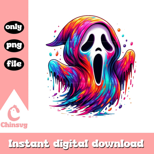 Ghostface splatter paint neon art png, ghostface neon png