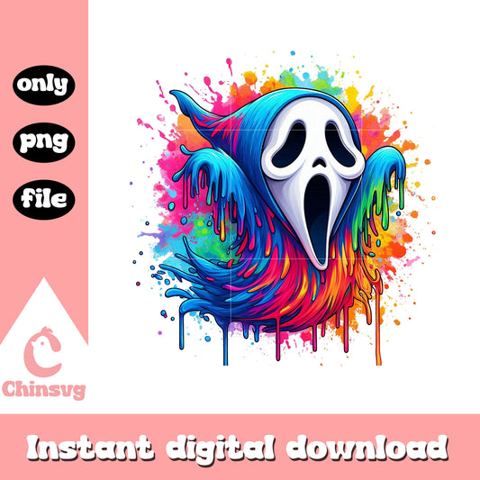 Ghostface splatter paint neon color png, ghostface neon png