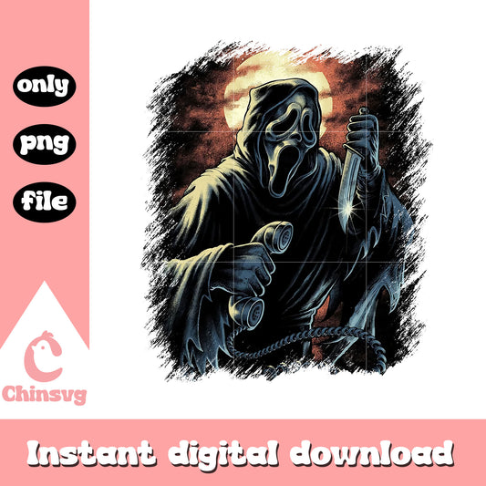 Ghostface telephone horror design png, ghostface scream png