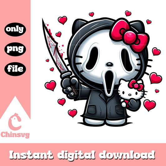 Ghost face x hello kitty png, horror movies png, halloween costume png
