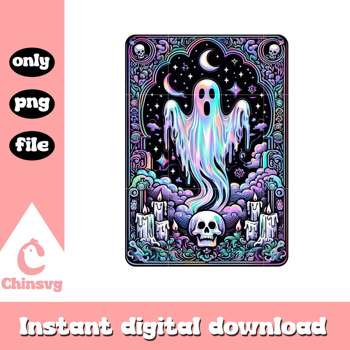 Cardorb Ghost Ghost hovering spooky tarot card png, horror ghost tarot card png – Chinsvg