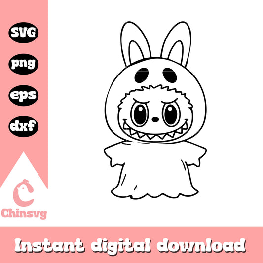 Ghost labubu halloween design svg, labubu halloween costume​ svg