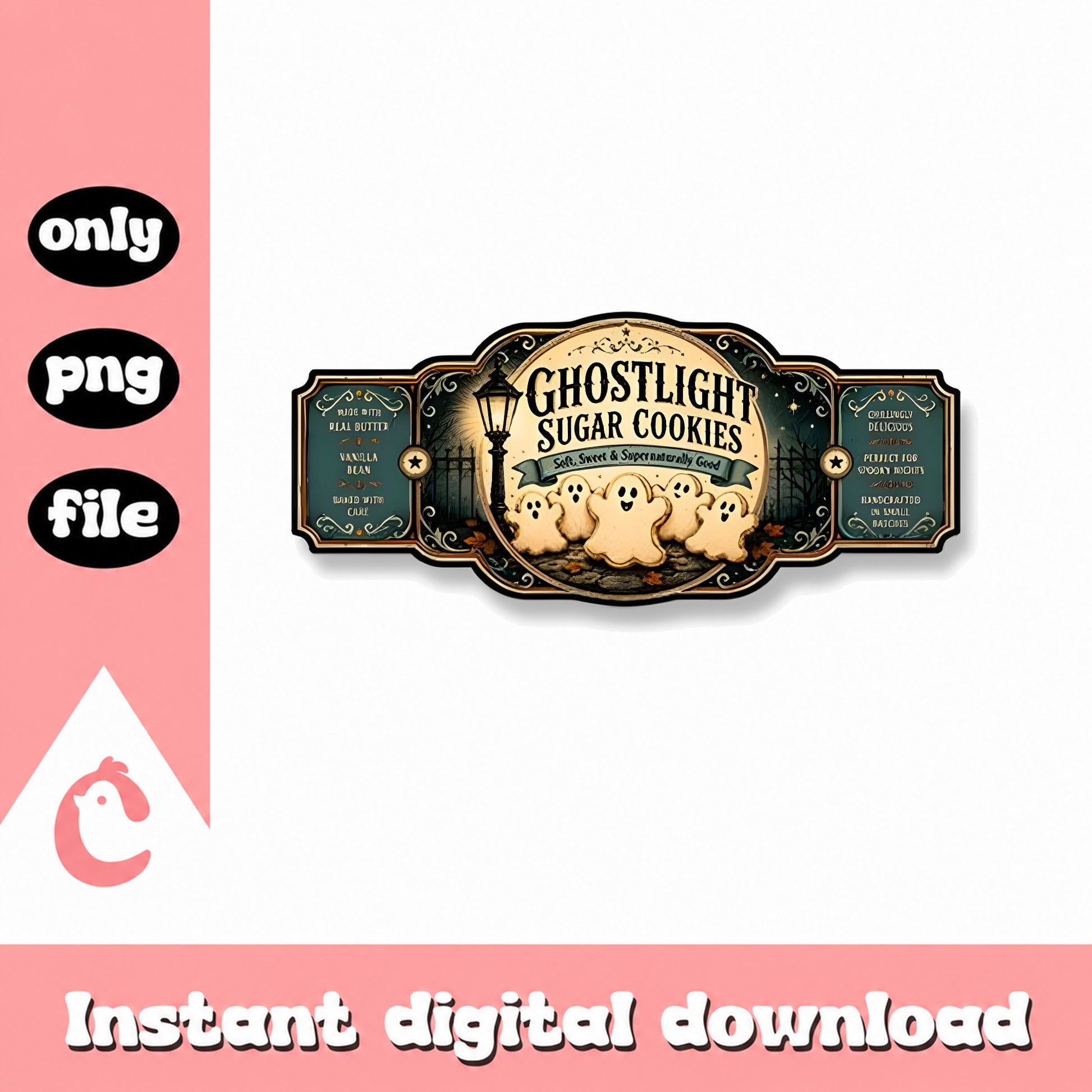 Ghostlight Sugar Cookies Sign PNG, Halloween Decor, Vintage PNG