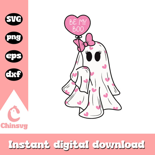 Ghost pink bow be my boo svg, ghost svg, valentine svg