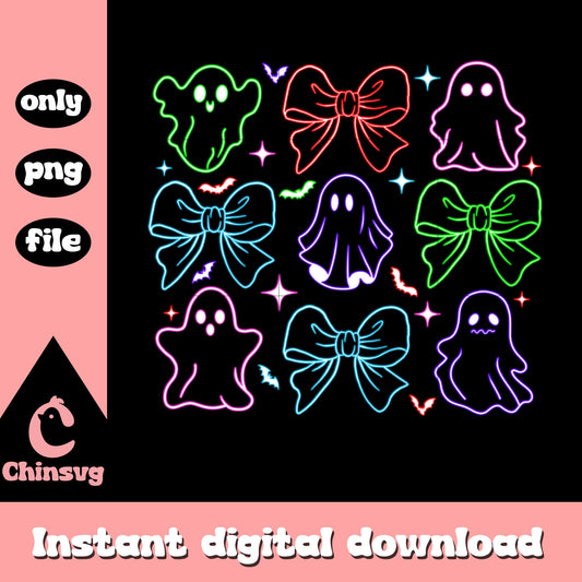 Ghost ribbon halloween neon png, halloween ghost images png