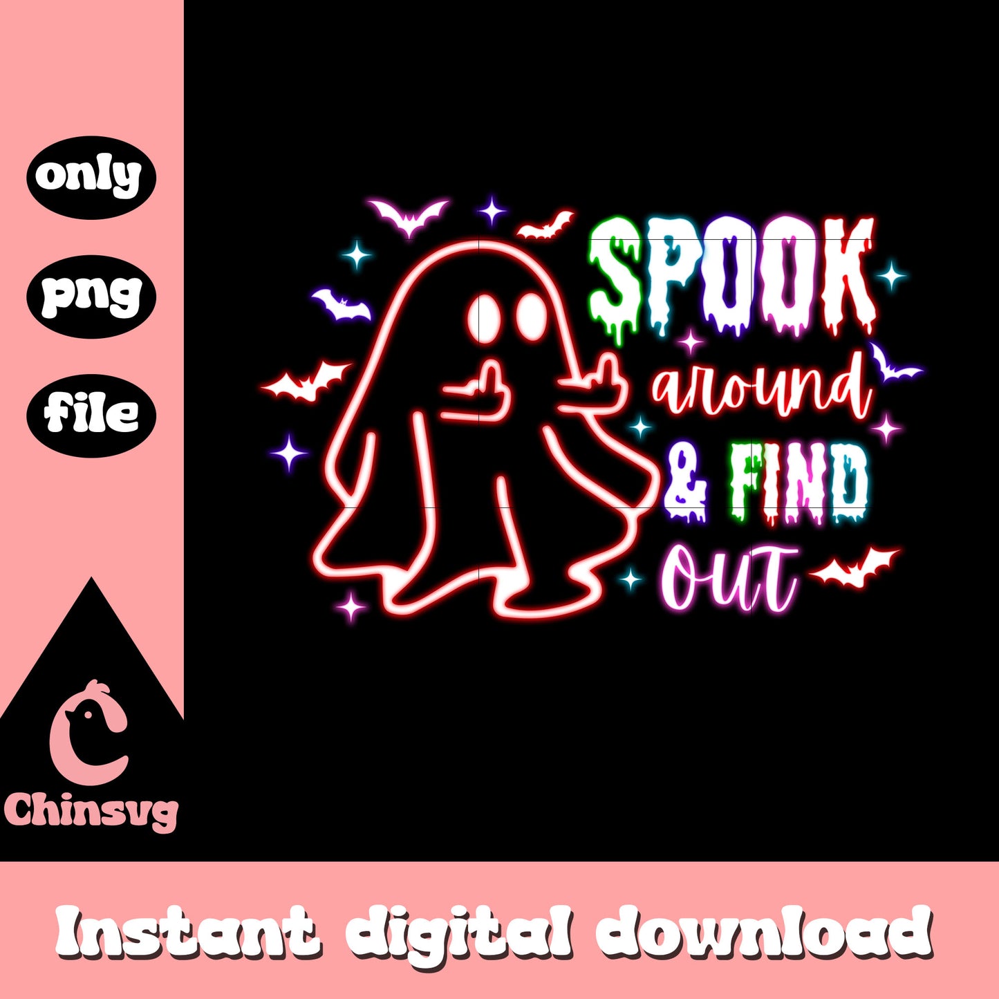 Ghost spook around and find out halloween png, ghost boo png
