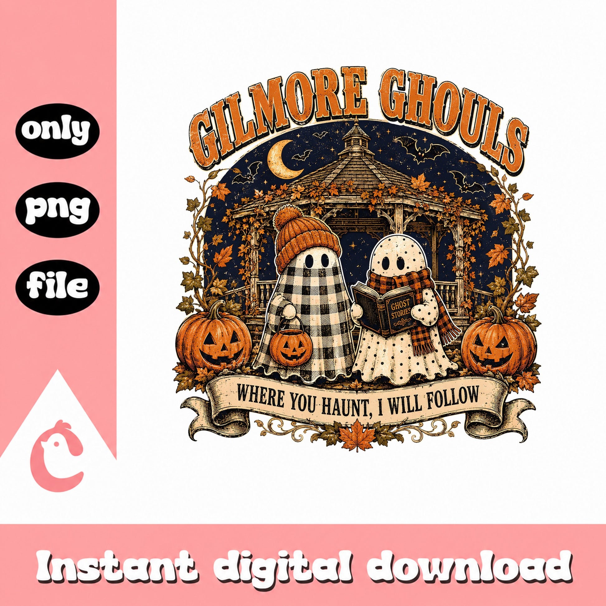 Gilmore Ghouls Halloween PNG, Ghost Halloween PNG, Fall PNG