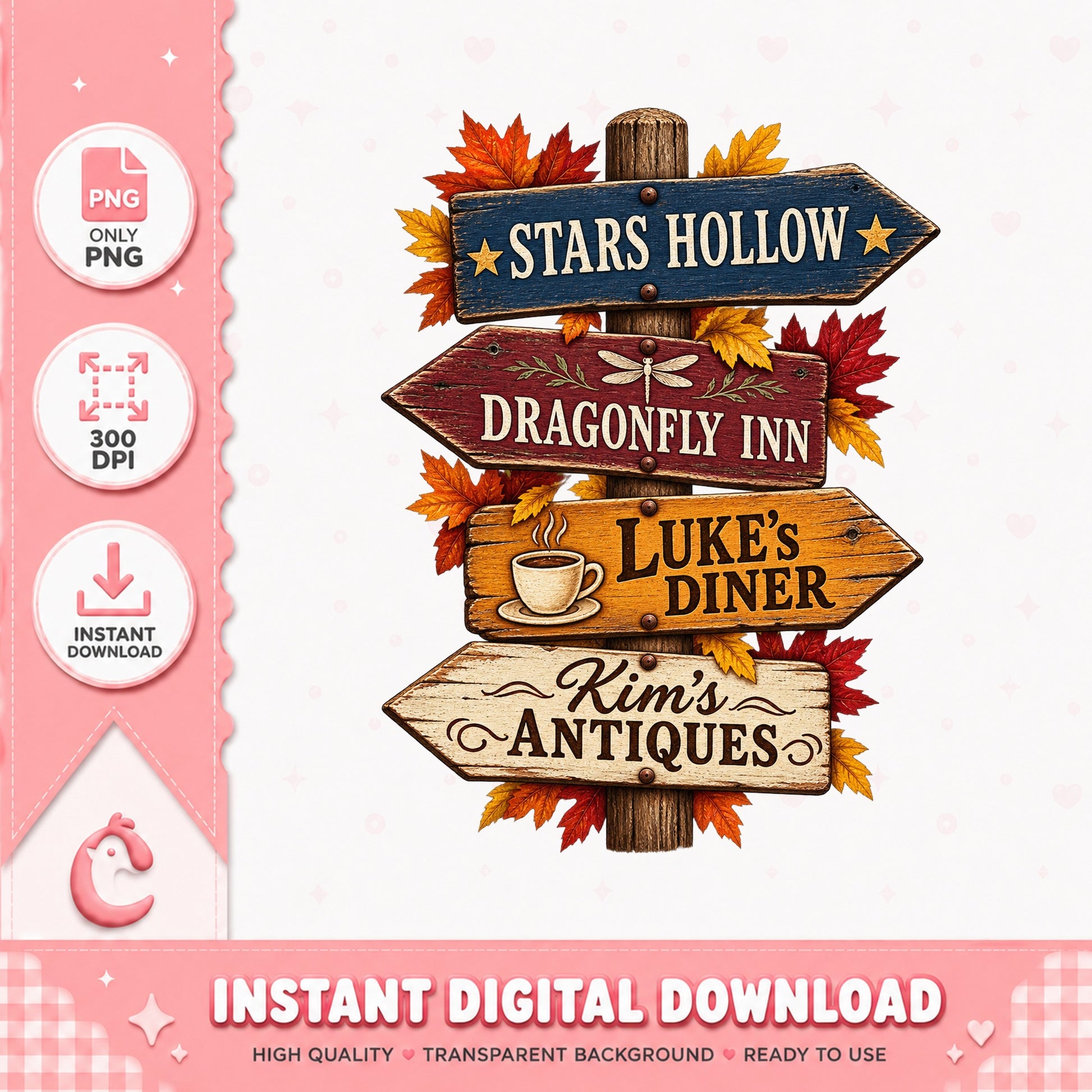 Gilmore Girls Stars Hollow Sign PNG, Autumn Fall Decor, PNG