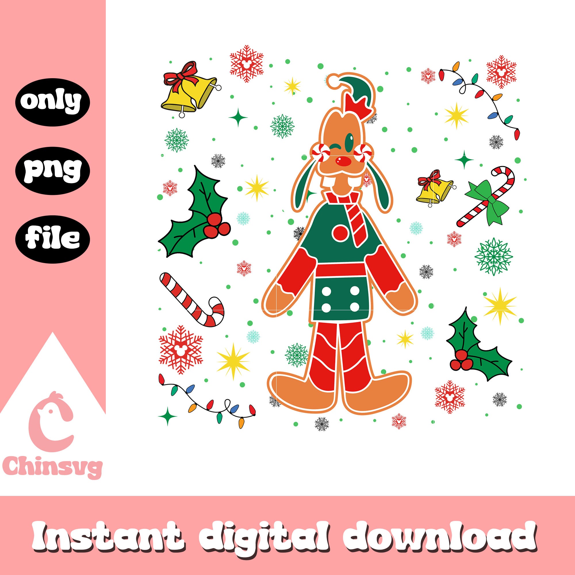 Gingerbread goofy dog design png, christmas gingerbread png – Chinsvg