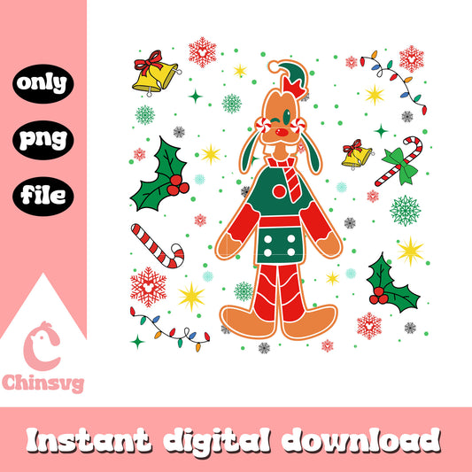 Gingerbread goofy dog design png, christmas gingerbread png