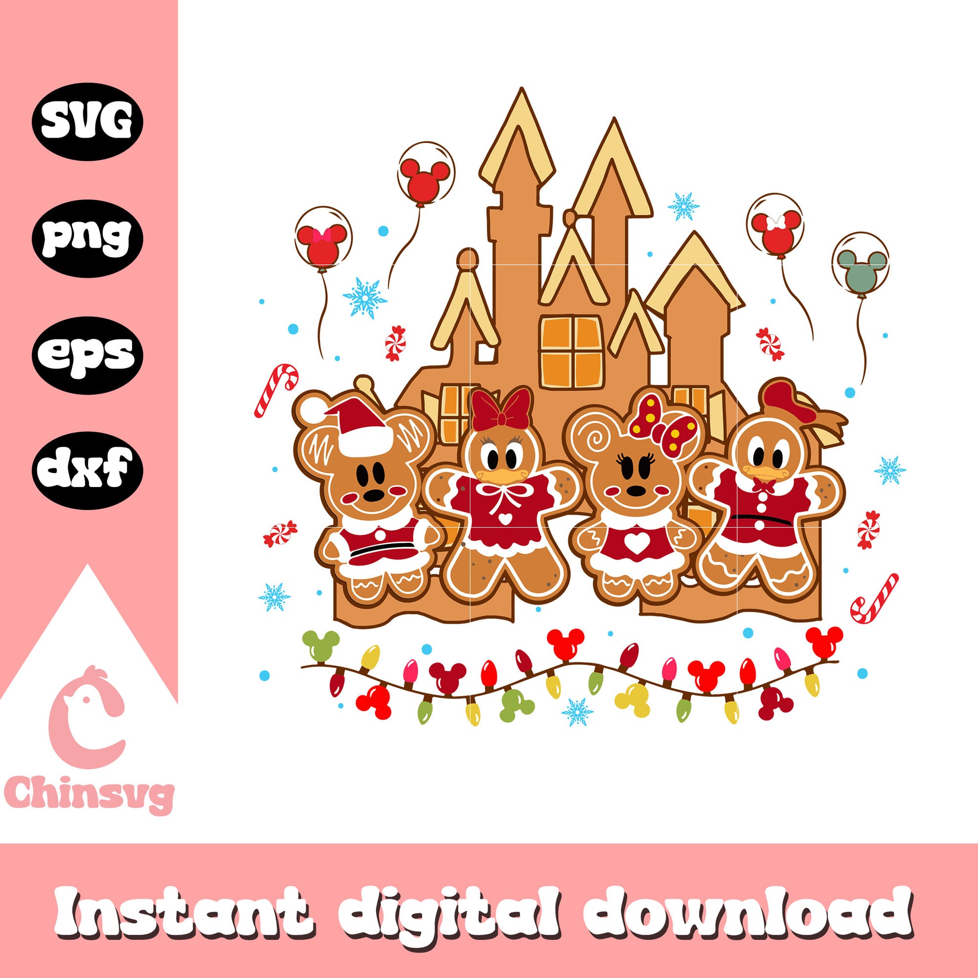 Gingerbread mickey and friends svg, gingerbread svg