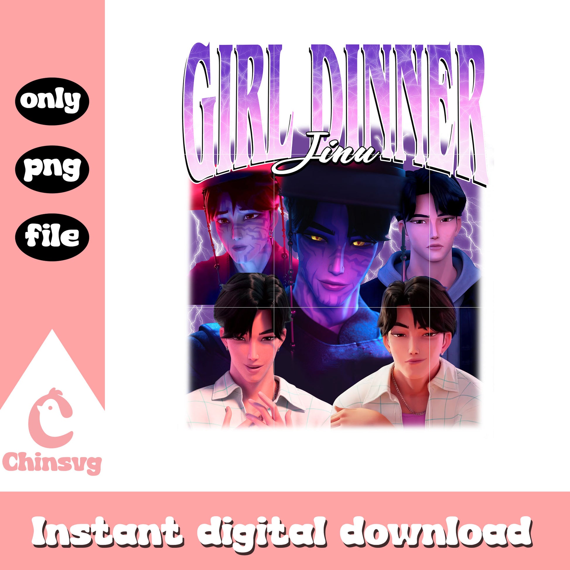Girl dinner jinu character png, jinu saja boys png