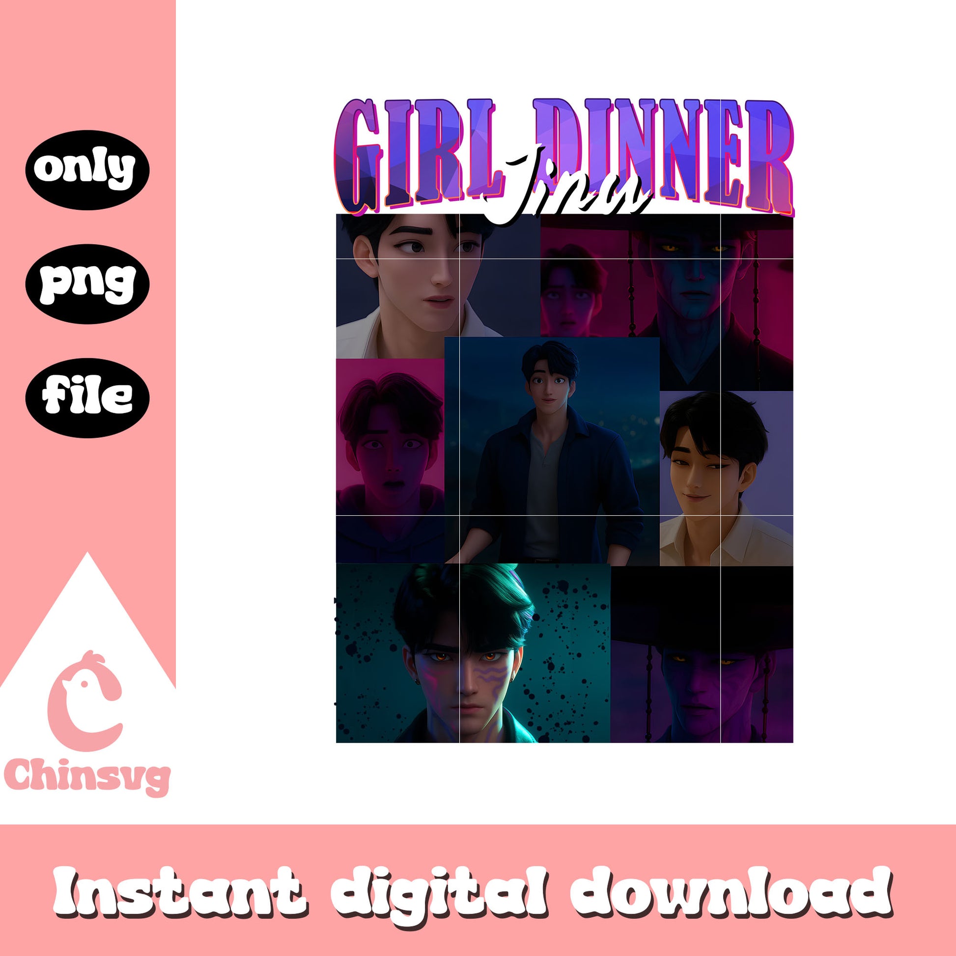 Girl dinner jinu frame design png, jinu character png, demon hunter png