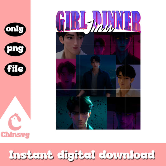 Girl dinner jinu kpop demon hunters design png, saja boys jinu png