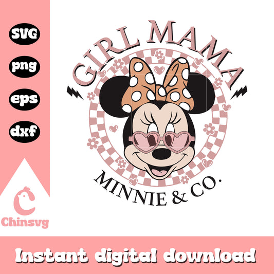 Girl mama minnie and co svg, minnie mouse face svg, disney svg