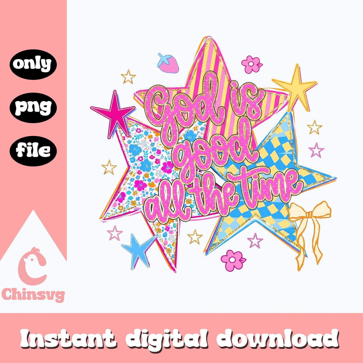 Girls Good All The Time PNG, Retro Star Design, Sublimation PNG