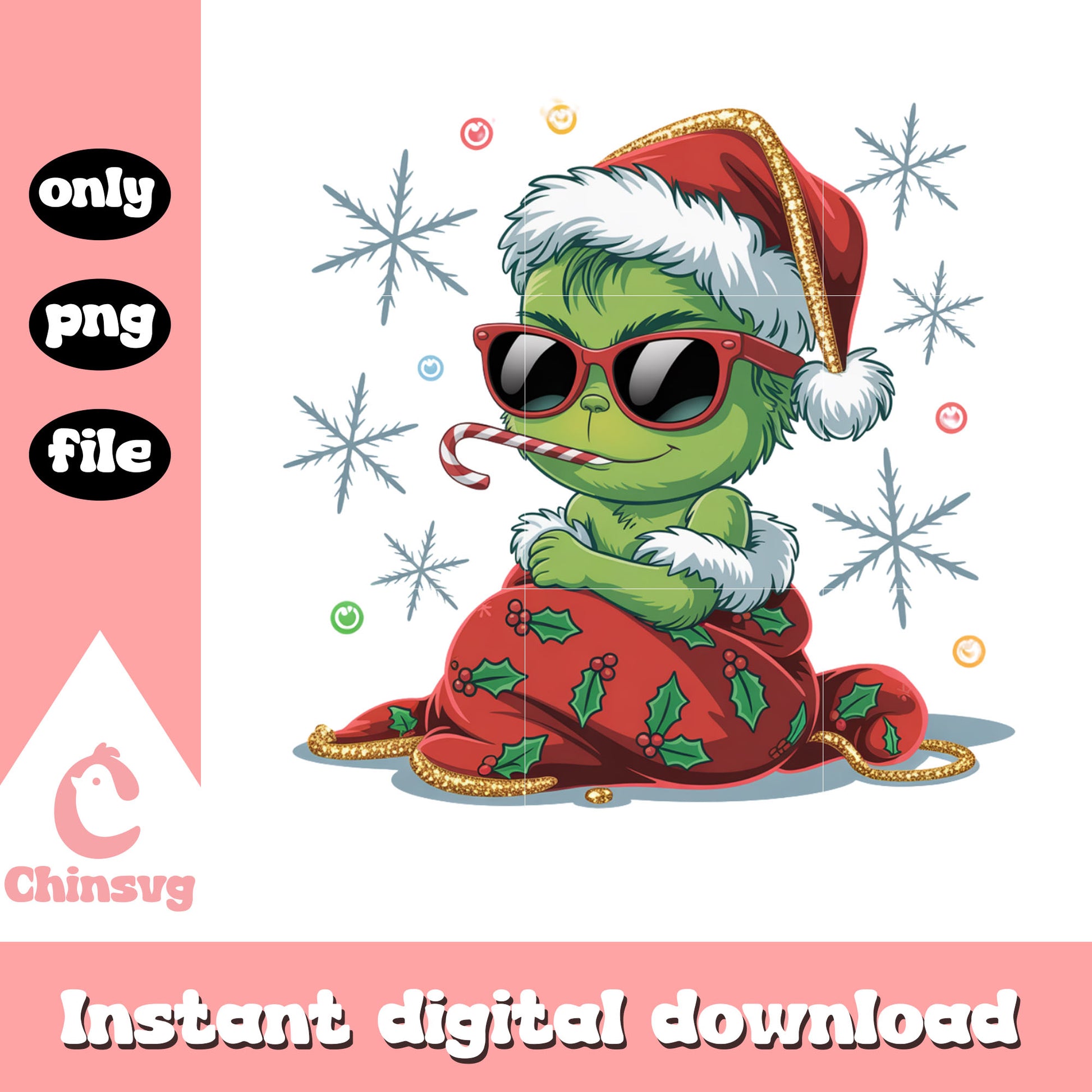 Glasses grinch merry christmas png, grinch christmas clipart png