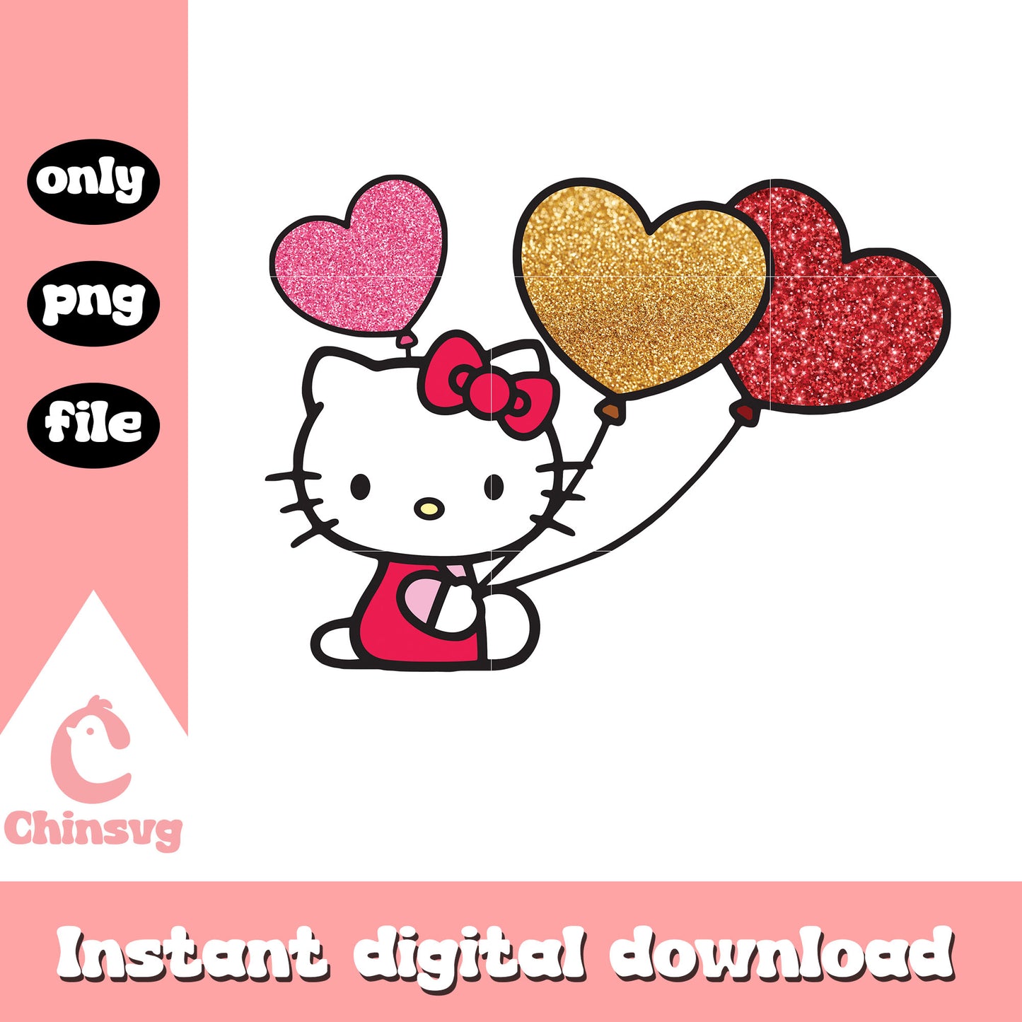 Glitter balls kitty valentine png, hello kitty valentine​​ png